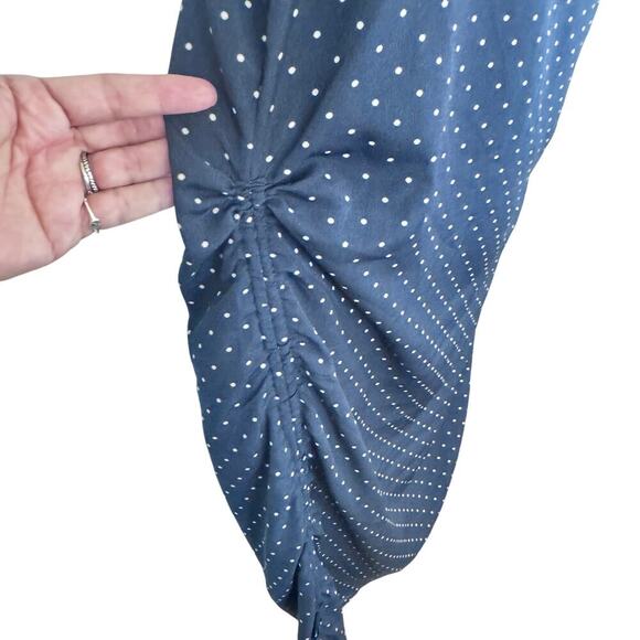 J.O.A. Just One Answer Navy Polkadot Convertible Dress Adjustable Side Ruched S - Picture 9 of 12